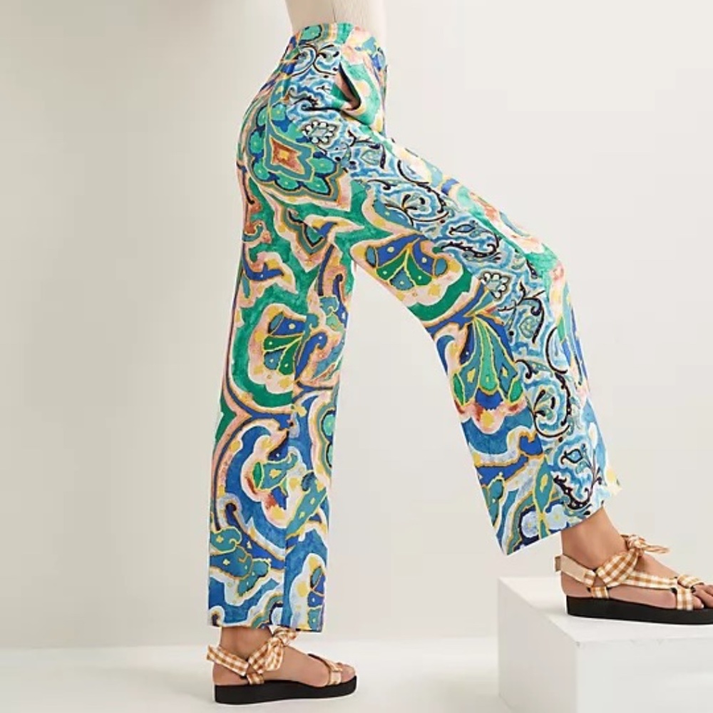 NWT - Maeve Rhiannon Satin Cropped Flare Pants from Anthropologie - Sz 0